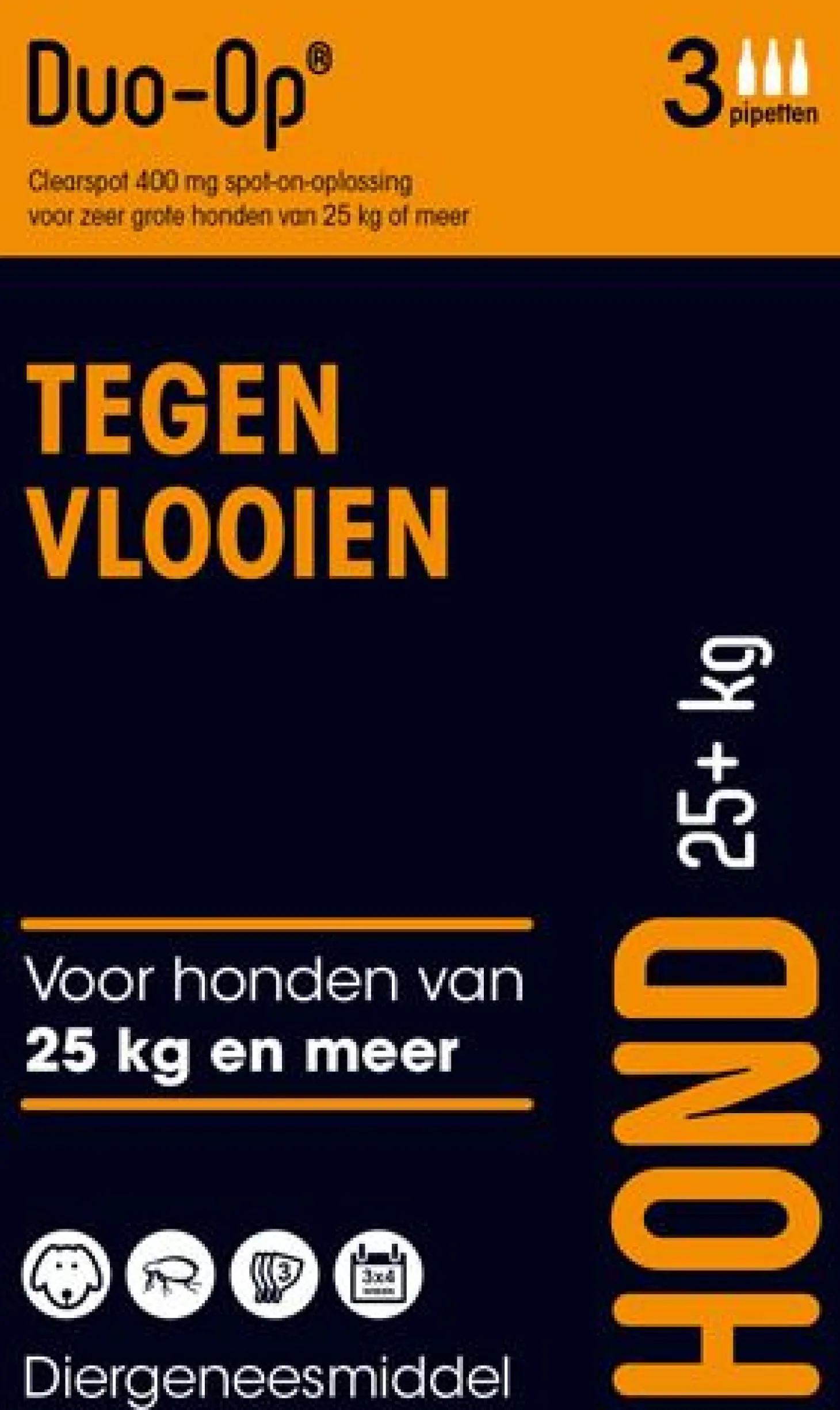 Duo -Op Hond Vanaf 25 Kg - Anti vlooien en tekenmiddel - 3 pip Van 25kg