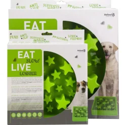 Eat Slow Live Longer Anti-Schrok Voerbak Ster Groen - Hondenvoerbak
