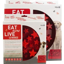 Eat Slow Live Longer Anti-Schrok Voerbak Ster Rood - Hondenvoerbak