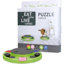 Eat Slow Live Longer Puzzle Circle - Hondenspeelgoed - Ø27x5 cm Groen