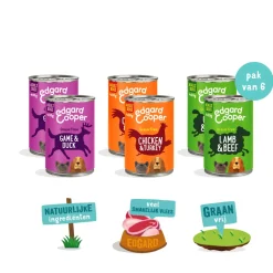 Edgard&Cooper Blik Multipack Dog Adult - Hondenvoer - Kip Wild Lam 6x400 g