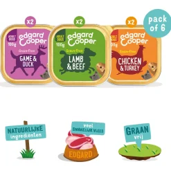 Edgard&Cooper Kuipjes Multipack Adult Chicken Game Lamb - Hondenvoer - Kip Wild Lam 6x100 g