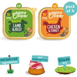 Edgard&Cooper Kuipjes Multipack Adult Chicken Lamb - Hondenvoer - Kip Lam 4x300 g