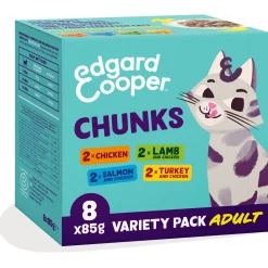 Edgard&Cooper Multipack Chunks - Kattenvoer - Kip Zalm Lam 8x85 g