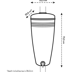 Elho Green Basics Raincatcher Living Black - Regenwatertonnen - 33.5x38x73.5 cm 35 l Zwart