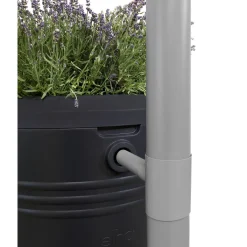 Elho Green Basics Regenton Living Black Met Plantenbak - Regenwatertonnen - Ø61x110 cm 200 l Zwart