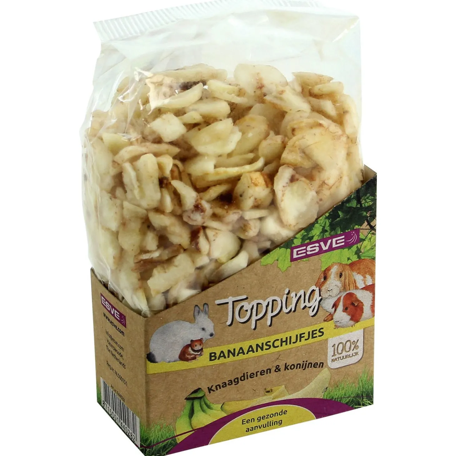 Esve Topping Banaanschijfjes Konijn En Knaagdier - Knaagdiersnack - 180 g