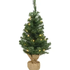 Everlands Kunstkerstboom Mini Imperial Prelit - Kerstboom - Ø35x60 cm Groen Warm Wit