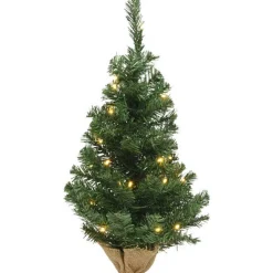 Everlands Kunstkerstboom Mini Imperial Prelit - Kerstboom - Ø35x60 cm Groen Warm Wit