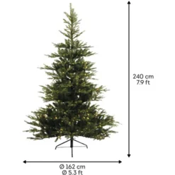 Everlands Kunstkerstboom Grandis Fir - Kerstboom - Ø162x240 cm Groen Warm Wit 700