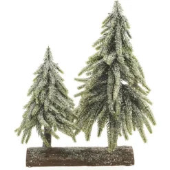 Everlands Mini Bomen Op Stronk - Kerstboom - 28x16x28 cm Groen Tips 218