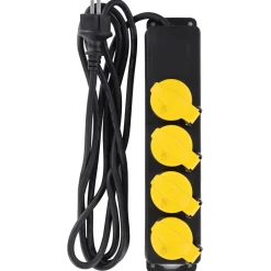 Exin Stekkerdoos 4-Voudig Swd - Elektra - 3 m Zwart Spatwaterdicht