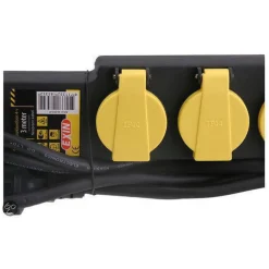 Exin Stekkerdoos 4-Voudig Swd - Elektra - 3 m Zwart Spatwaterdicht