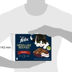 Felix Maaltijdzakjes Heerlijke Reepjes Farm Selectie Box - Kattenvoer - Rund Kip Eend 12x85 g