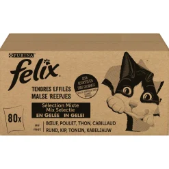 Felix Multibox Elke Dag Feest Mix Selectie In Gelei - Kattenvoer - Rund Kip Tonijn 80x85 g