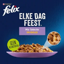 Felix Multipack Elke Dag Feest Mix Selectie In Gelei - Kattenvoer - Rund Kip Tonijn 12x85 g