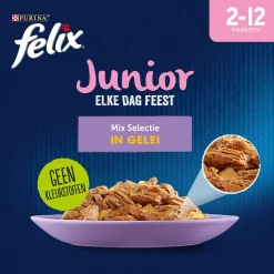 Felix Multipack Elke Dag Feest Mix Selectie In Gelei Junior - Kattenvoer - Tonijn Kip Zalm 12x85 g