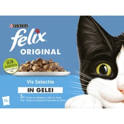Felix Multipack Maaltijdzakjes Original Selectie In Gelei - Kattenvoer - Tonijn Zalm Koolvis 12x85 g
