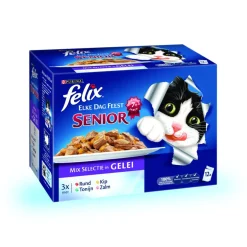Felix Multipack Maaltijdzakjes Senior Elke Dag Feest - Kattenvoer - Mix 12x100 g