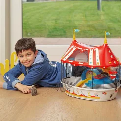 Ferplast Hamsterkooi Circus Fun - Dierenverblijf - 49.5x34x42.5 cm Wit Rood Zwart