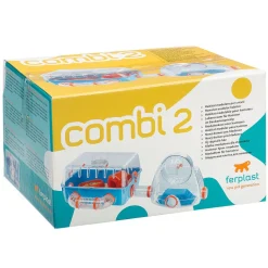 Ferplast Hamsterkooi Combi 2 - Dierenverblijf - 79.5x29.5x26 cm Blauw Oranje