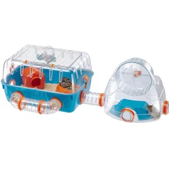 Ferplast Hamsterkooi Combi 2 - Dierenverblijf - 79.5x29.5x26 cm Blauw Oranje