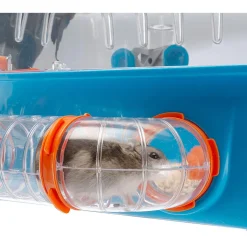 Ferplast Hamsterkooi Combi 2 - Dierenverblijf - 79.5x29.5x26 cm Blauw Oranje