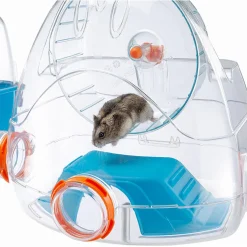 Ferplast Hamsterkooi Combi 2 - Dierenverblijf - 79.5x29.5x26 cm Blauw Oranje
