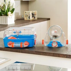 Ferplast Hamsterkooi Combi 2 - Dierenverblijf - 79.5x29.5x26 cm Blauw Oranje