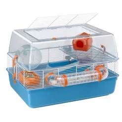 Ferplast Hamsterkooi Duna Fun - Dierenverblijf - 55x47x37.5 cm Blauw Oranje