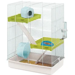 Ferplast Hamsterkooi Hamster Tris - Dierenverblijf - 46x29.5x58 cm Wit Blauw