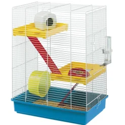 Ferplast Hamsterkooi Hamster Tris - Dierenverblijf - 46x29.5x58 cm Wit Blauw