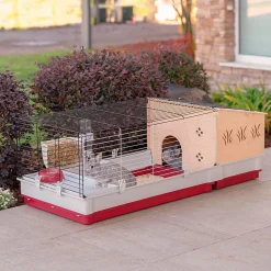 Ferplast Knaagdierenkooi Krolik 140 Plus - Dierenverblijf - 142x60x50 cm Grijs Rood
