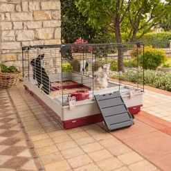 Ferplast Konijnenkooi Krolik 160 - Dierenverblijf - 162x60x50 cm Grijs Rood