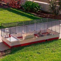 Ferplast Konijnenkooi Krolik 140 - Dierenverblijf - 142x60x50 cm Grijs Rood