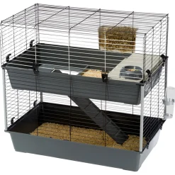 Ferplast Konijnenkooi Rabbit 100 Dubbel - Dierenverblijf - 95x57x93.5 cm Grijs