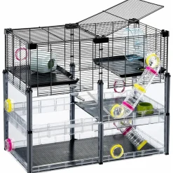 Ferplast Multipla Hamster Crystal - Dierenverblijf - 72.5x37.5x62 cm Zwart