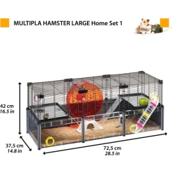 Ferplast Multipla Hamster Large - Dierenverblijf - 107.5x37.5x42 cm Zwart