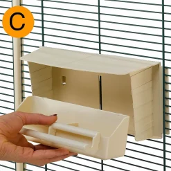 Ferplast Voerbak Brava 6 - Vogel - Voerbak- Drinkbak - 28.5x10x13 cm Beige