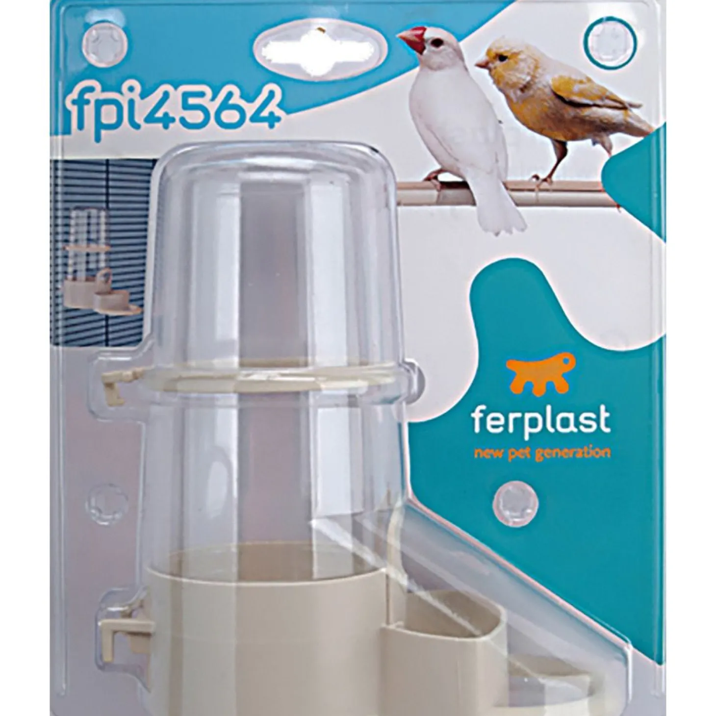 Ferplast Voerfontein Fpi 4564 - Vogel - Voerbak- Drinkbak - 7.4x14.8x15.5 cm Beige