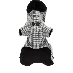Ferribiella Rain Coat Favola Pied-De-Poule - Hondenkleding - 25 cm Zwart Wit