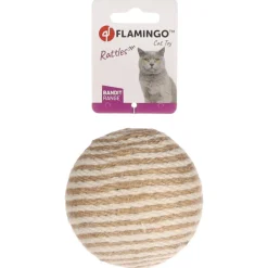 Flamingo Bal Met Ratel Floris - Kattenspeelgoed - Ø9.5 cm Bruin