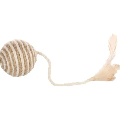 Flamingo Bal Met Veer En Ratel Frits - Kattenspeelgoed - Ø6x19 cm Bruin