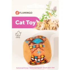 Flamingo Indy Bal - Kattenspeelgoed - Ø50 mm Beige Oranje Turquoise