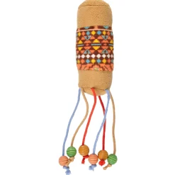 Flamingo Indy Cilinder Met Kralen - Kattenspeelgoed - 40x220x40 mm Beige Oranje Turquoise