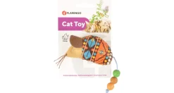 Flamingo Indy Muis Met Kralen - Kattenspeelgoed - 160x30x45 mm Beige Oranje Turquoise
