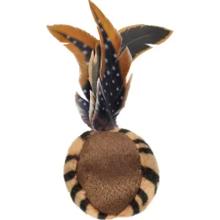 Flamingo Jungle Bal Met Veren - Kattenspeelgoed - 14x8x5 cm Bruin Beige Blauw