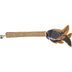 Flamingo Jungle Stokje Met Bel - Kattenspeelgoed - 22x5 cm Bruin Beige Blauw