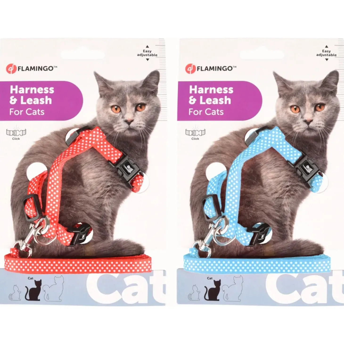 Flamingo Kattenharnas + Lijn Aiwa - Kattentuigje - Assorti 20-35cm 10mm