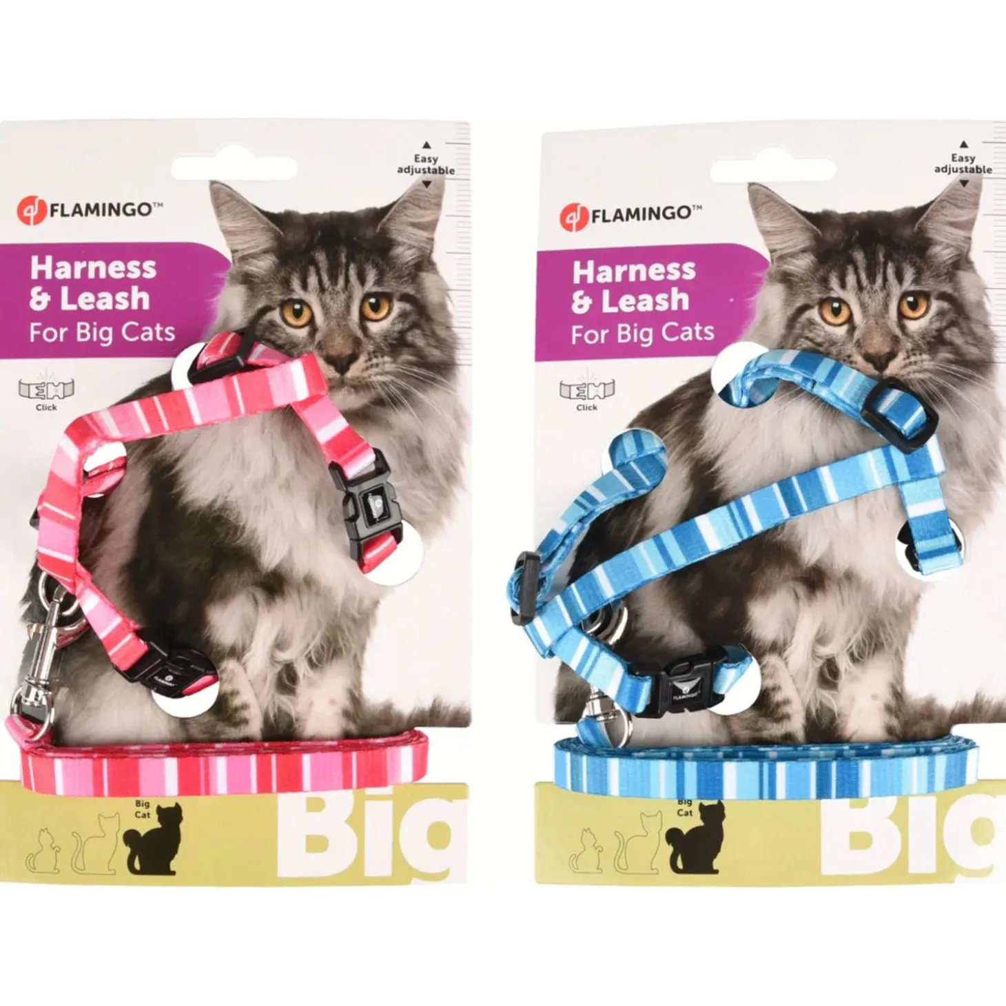 Flamingo Kattenharnas + Lijn Grote Kat Alfry - Kattentuigje - Assorti 25-40cm 10mm